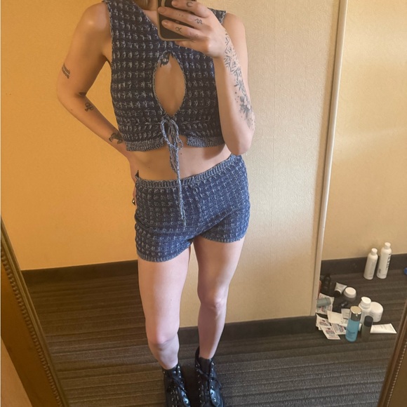 Blue Knit Two-Piece Set - Picture 3 of 5